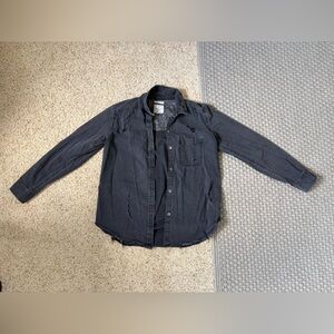 American Eagle Outfitters Distressed Dark Gray Shirt